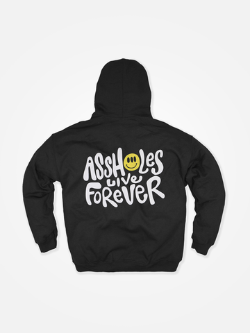 ASSHOLES LIVE FOREVER Happy Hoodie Black