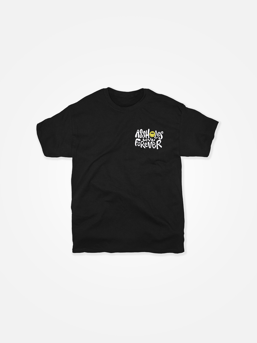 ASSHOLES LIVE FOREVER Happy Tee Black