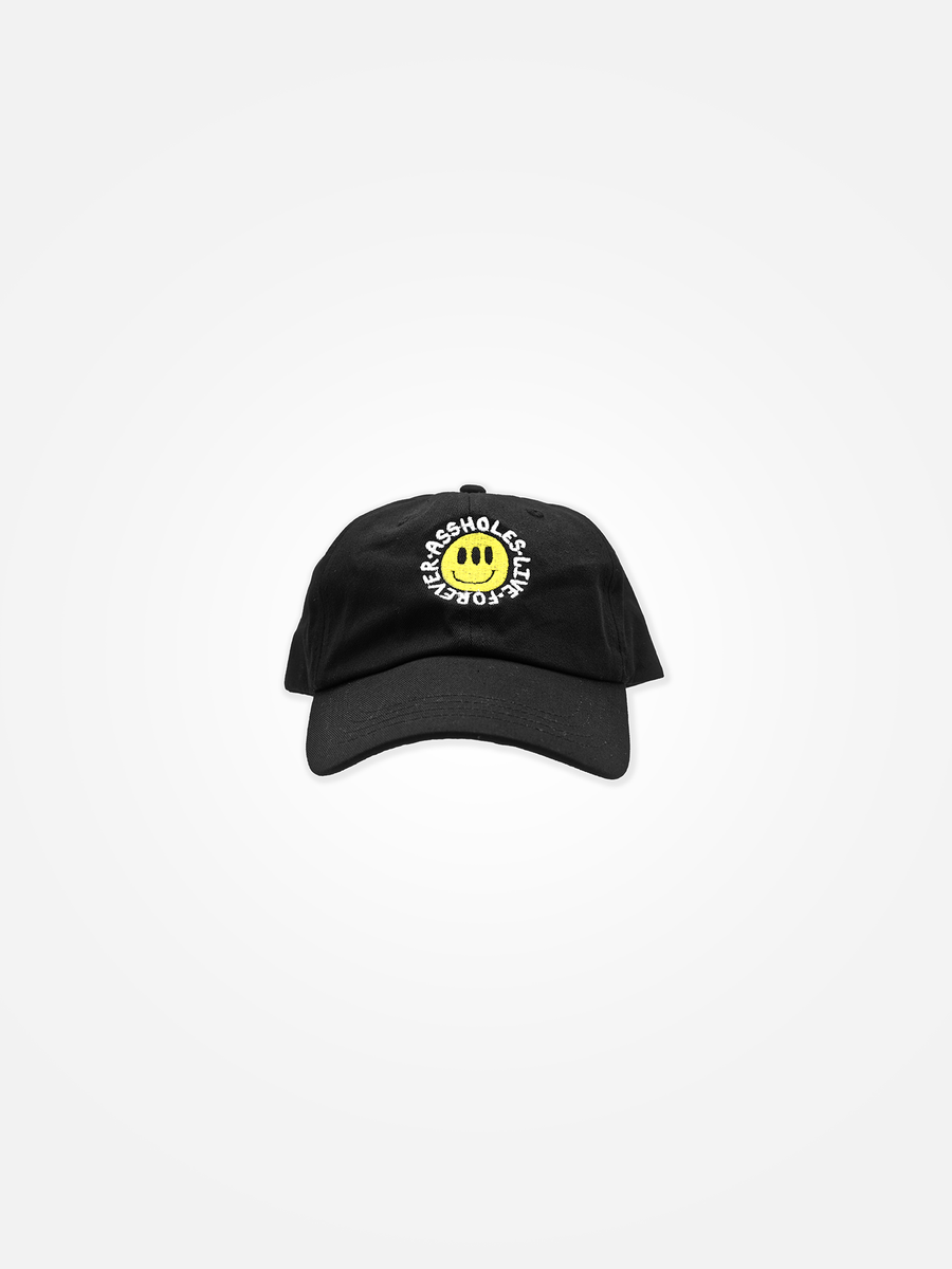 ASSHOLES LIVE FOREVER Smiley Dad Hat Black