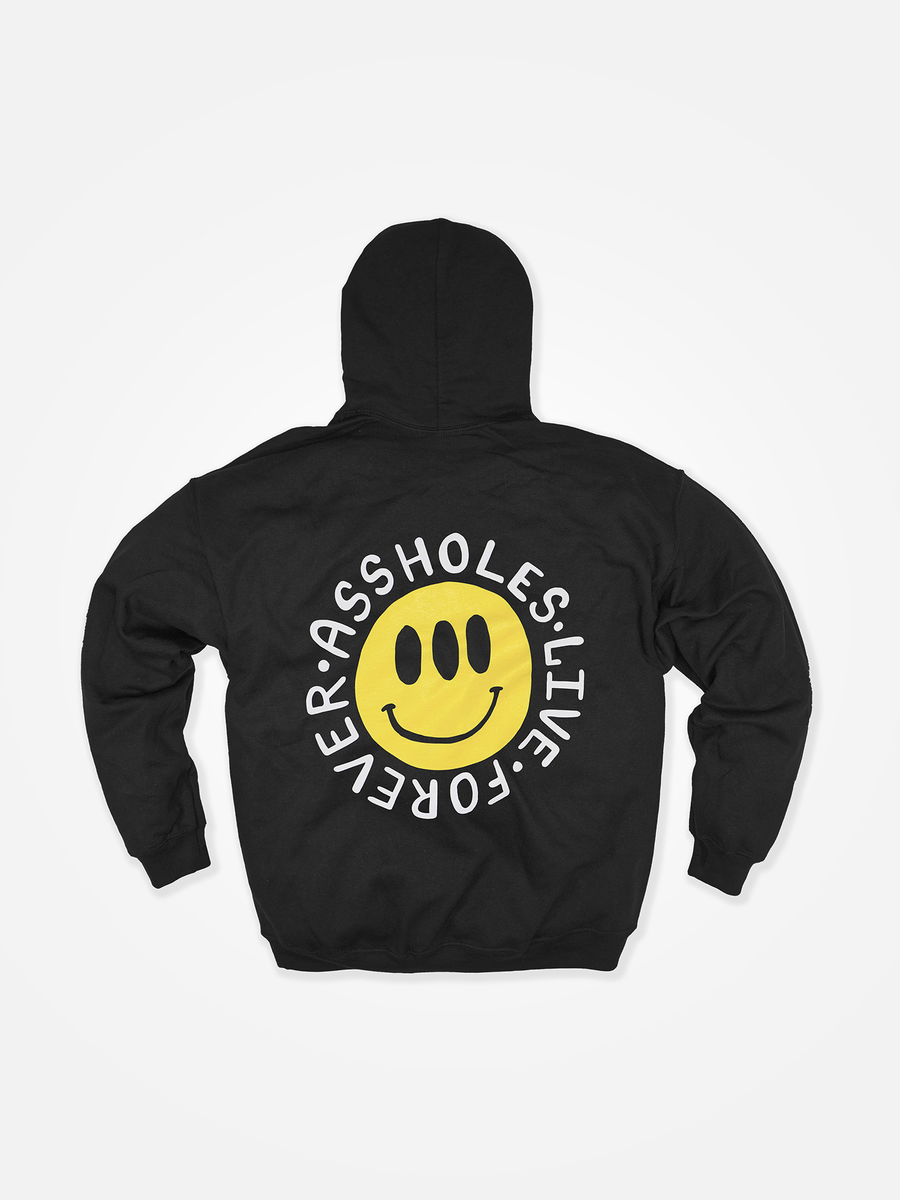 ASSHOLES LIVE FOREVER Smiley Hoodie Black