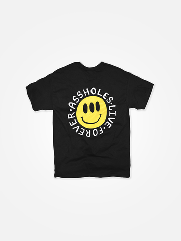 ASSHOLES LIVE FOREVER Smiley Tee Black