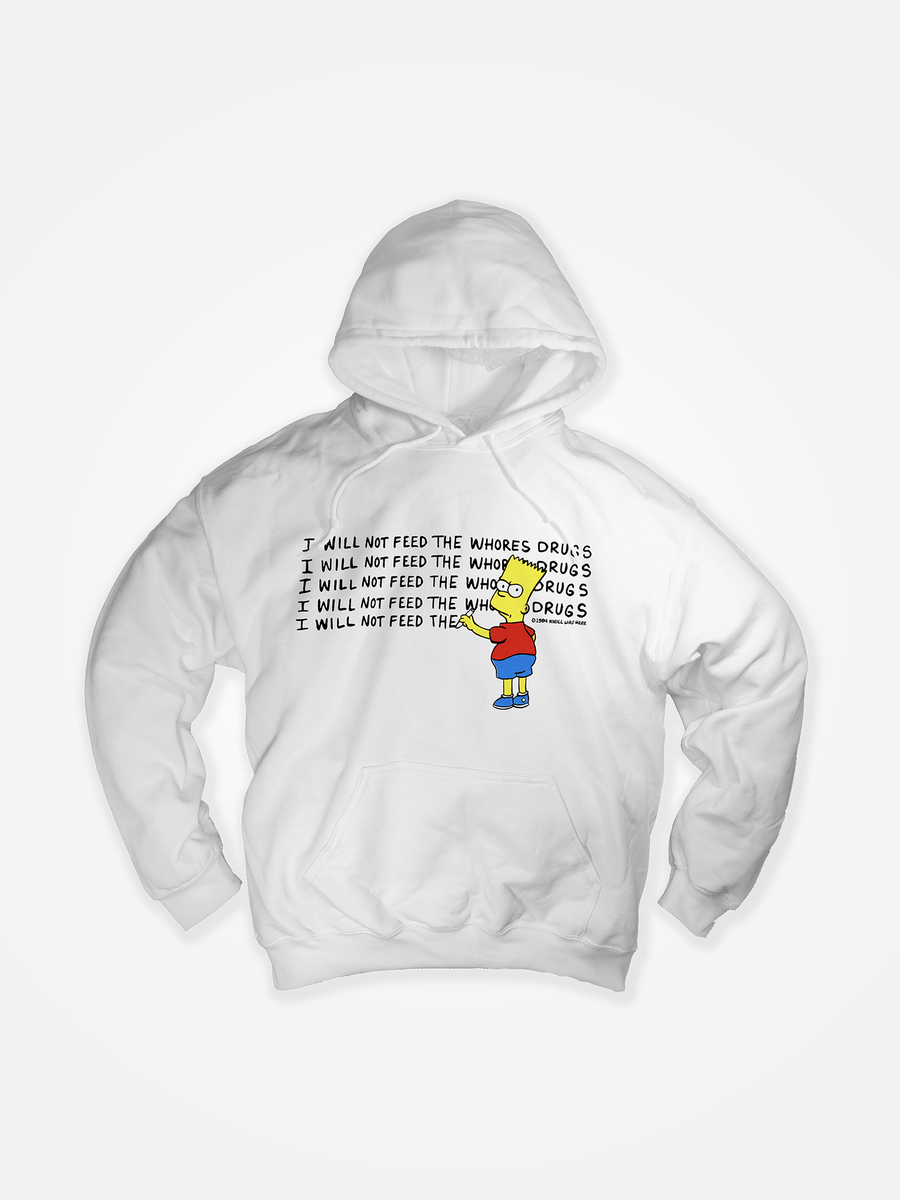 PLEASE DO NOT FEED THE WHORES DRUGS x BART Hoodie White