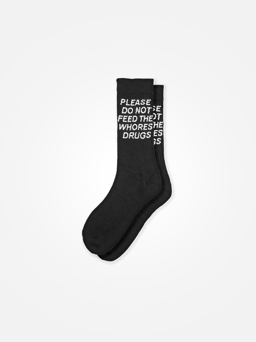 PLEASE DO NOT FEED THE WHORES DRUGS Socks Black