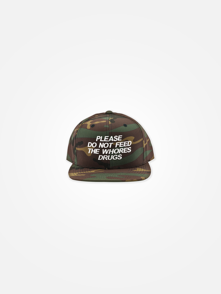 PLEASE DO NOT FEED THE WHORES DRUGS Snapback Camo