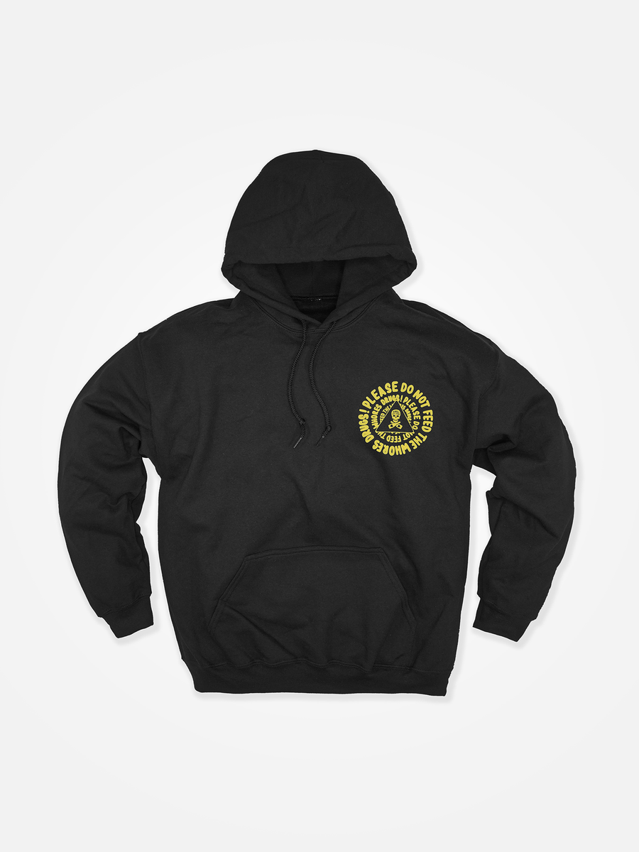 PLEASE DO NOT FEED THE WHORES DRUGS Spiral Hoodie Black