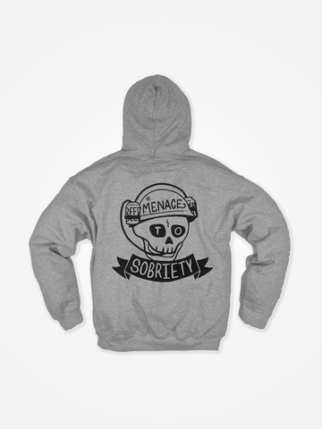 MENACE TO SOBRIETY Skull Hoodie Grey