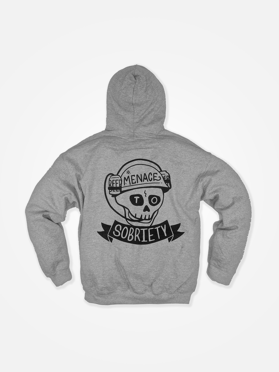 MENACE TO SOBRIETY Skull Hoodie Grey