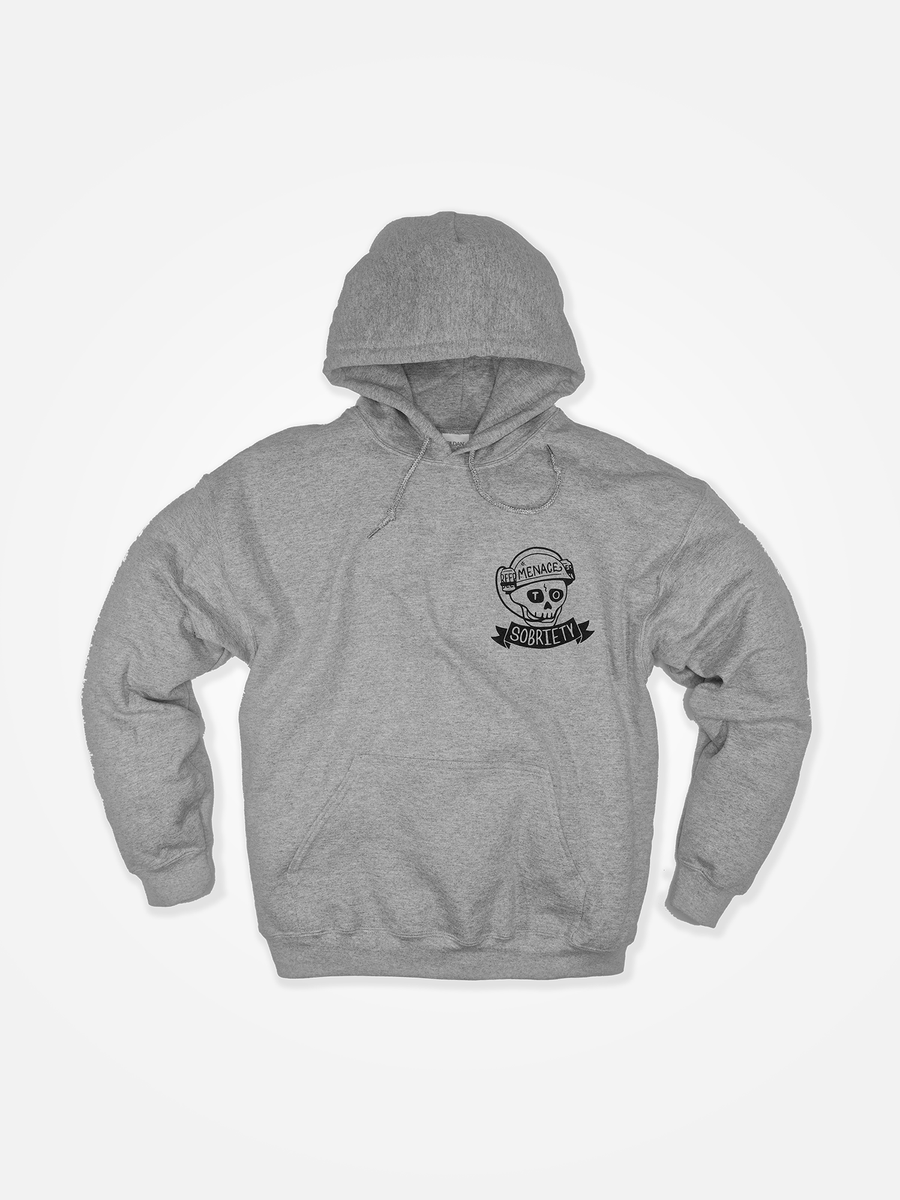 MENACE TO SOBRIETY Skull Hoodie Grey