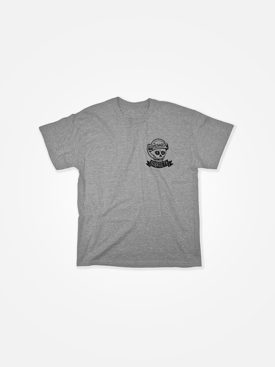 MENACE TO SOBRIETY Skull Tee Grey