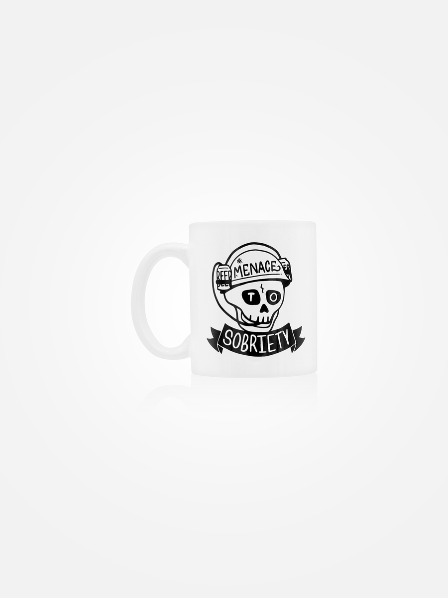 MENACE TO SOBRIETY Skull Mug White