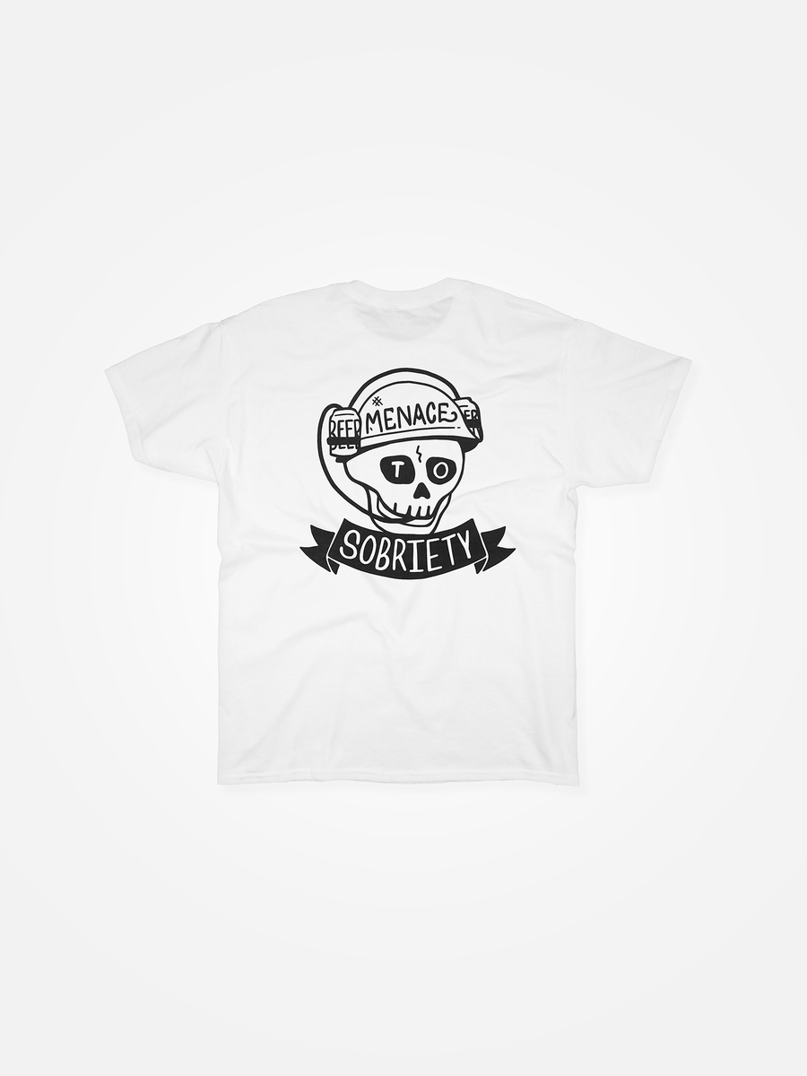 MENACE TO SOBRIETY Skull Tee White