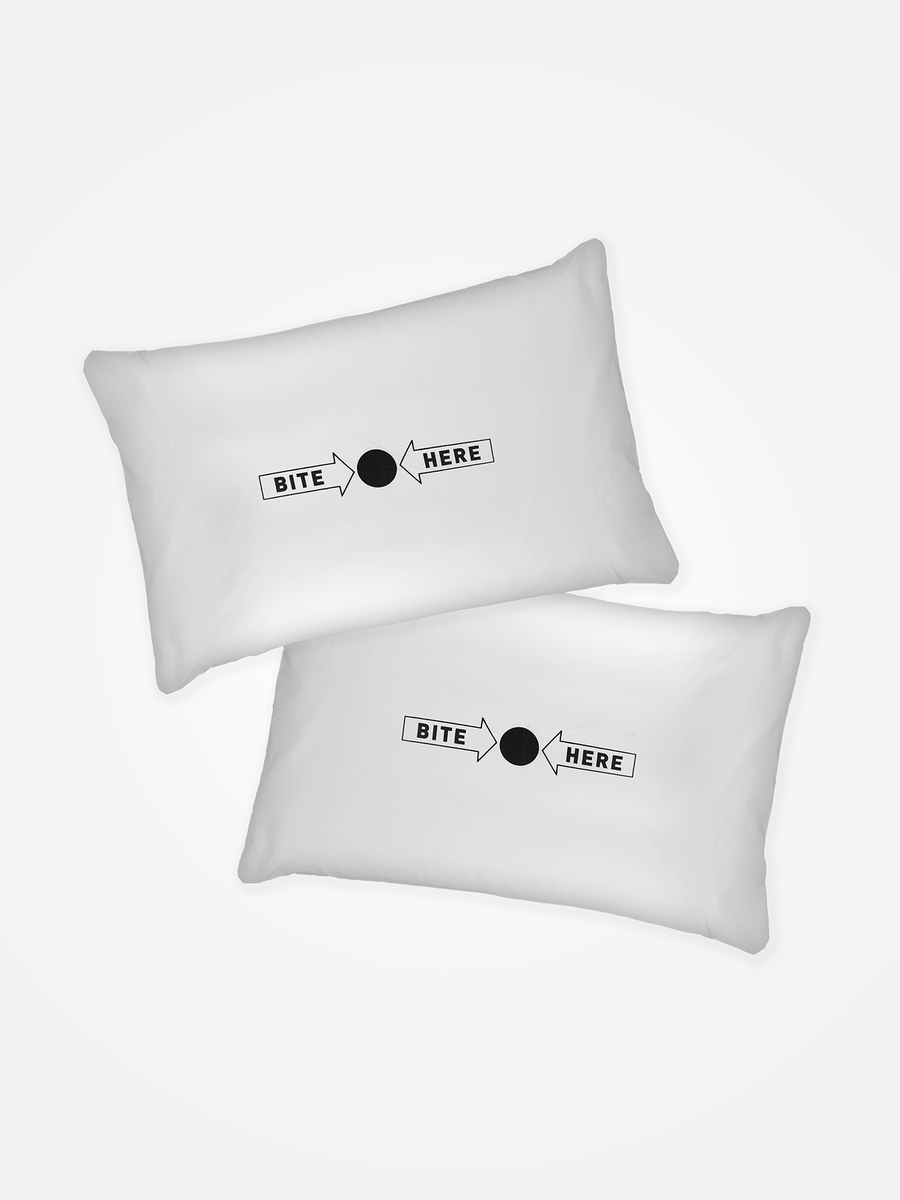 BITE HERE Pillowcase White